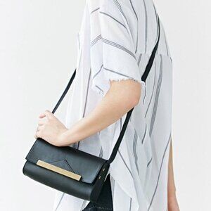 Black leather and gold crossbody bag purse – $150 MSRP